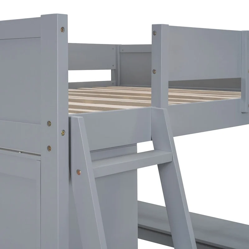 Full Size Loft Bed with Desk and Shelf