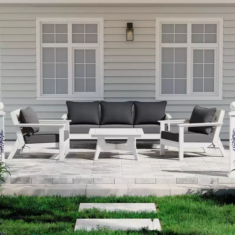 WestinTrends Avalon Outdoor 6-Piece Modular Sectional Patio Furniture Sofa Set, White/Gray
