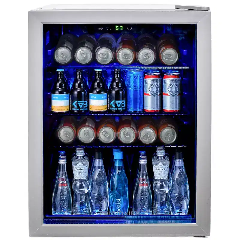 Frigidaire 2.6 cu ft 88 Can 25 Bottle Freestanding Beverage Center Refrigerator with Digital Thermostat: Glass Door, ETL Listed, 1 Year Warranty