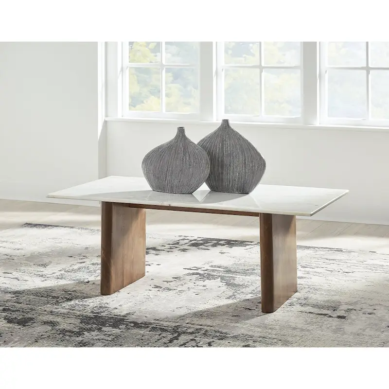 Signature Design by Ashley Isanti Light Brown/White Coffee Table - 48W x 26D x 17H