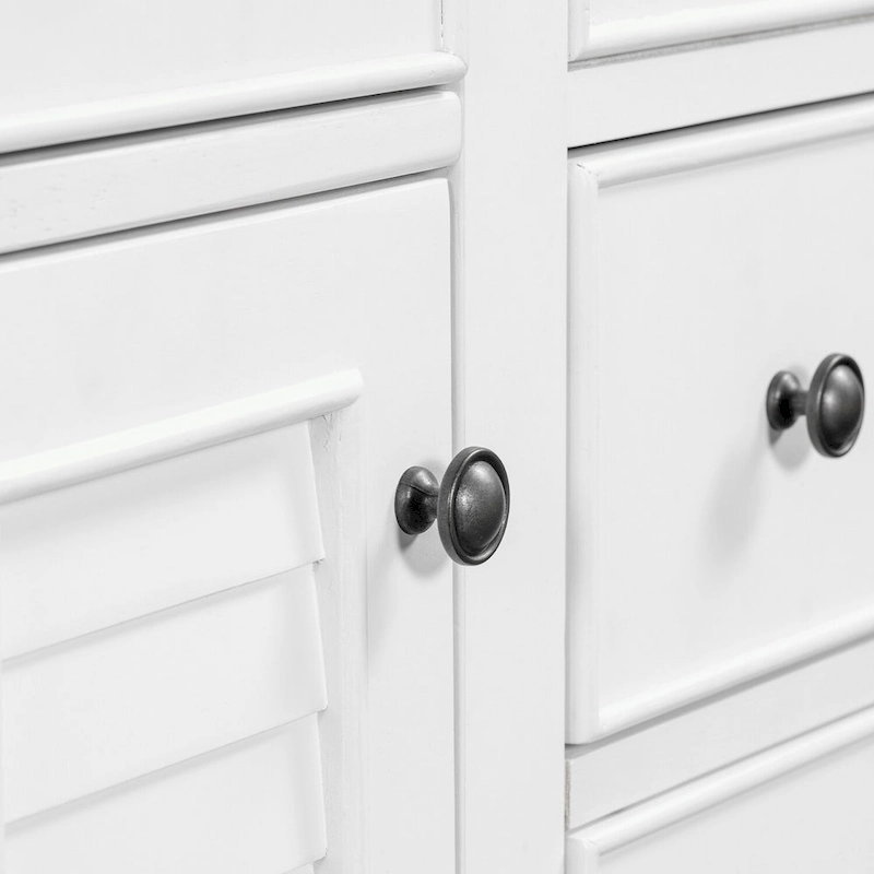 Bathroom Vanity with Ceramic Basin, Two Cabinets and Five Drawers