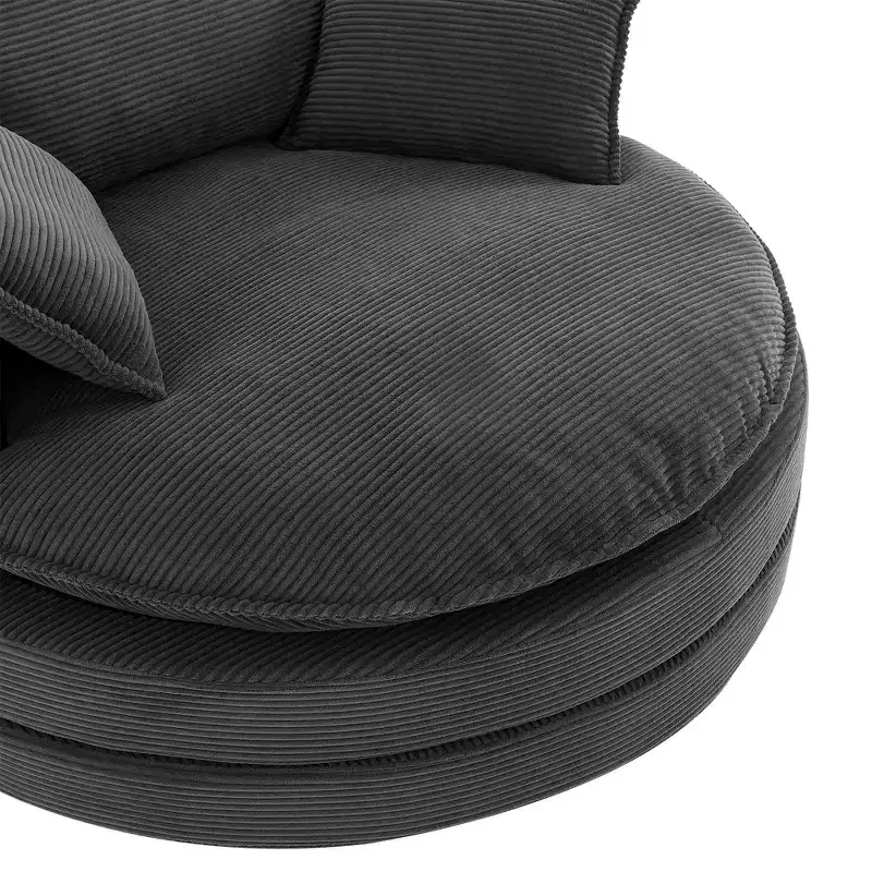 360 Swivel Barrel Chair with Dual-Layer Cushion Design