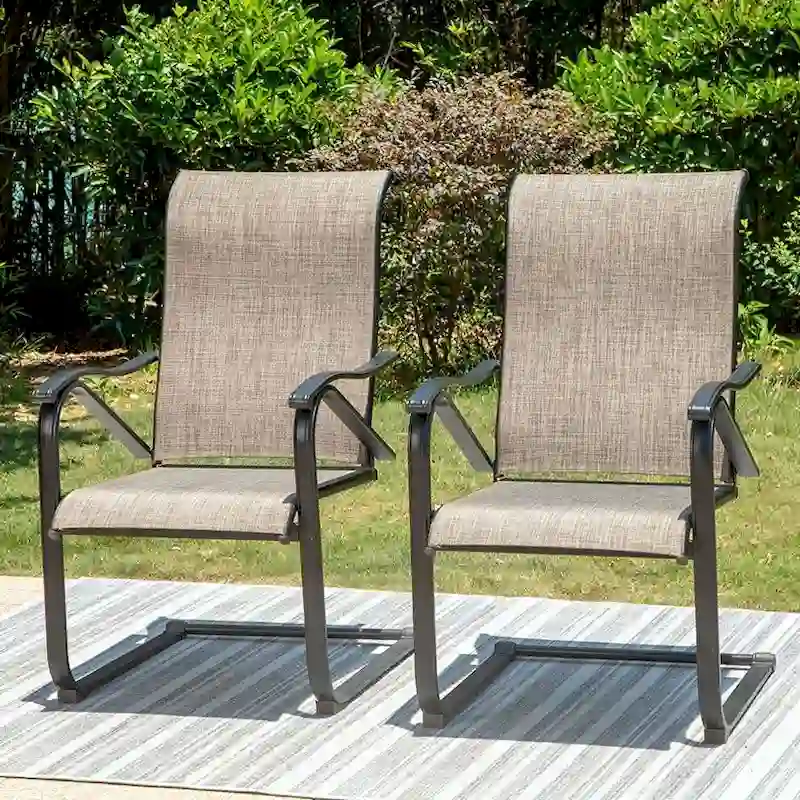 7-Piece Patio Dining Sets , 6 Textilene Fabirc Chairs and 1 Metal Table with 2.1 Umbrella Hole