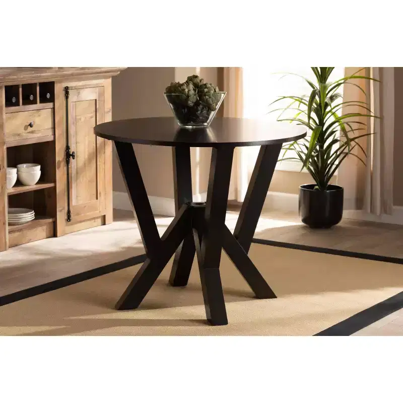 35 Irene Wide Round Wood Dining Table - Baxton Studio