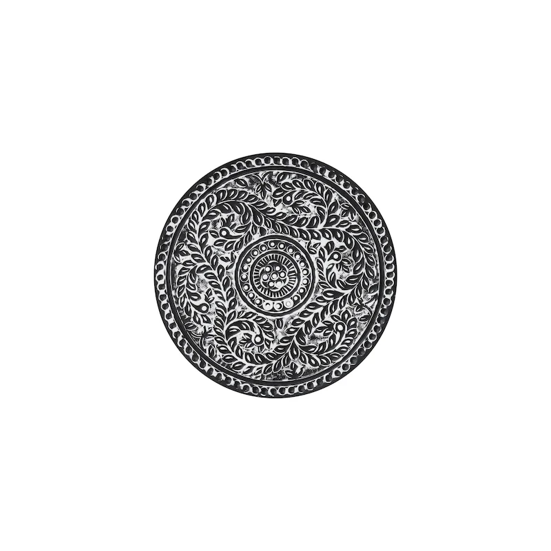 Black and White Side Table with Bohemian Pattern