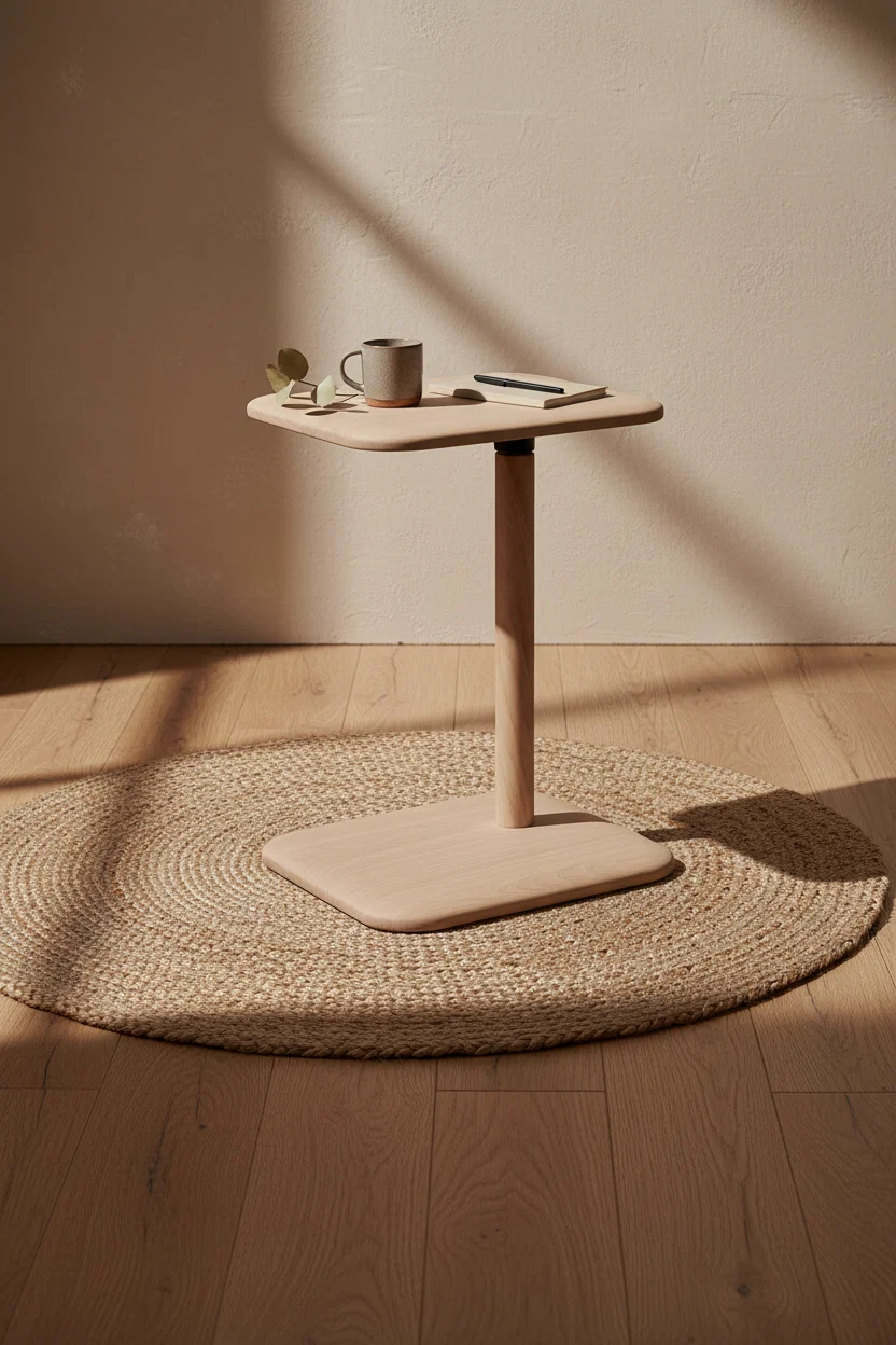 Modern Adjustable Height Side Table with Digital Device Support for Living Room or Office
