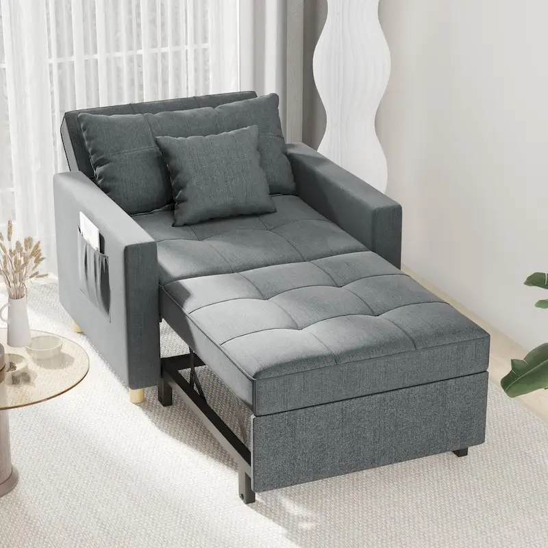 Adjustable Sleeper Chair Bed, 3-in-1 Convertible, Multiple Colors, Fits 1 Person