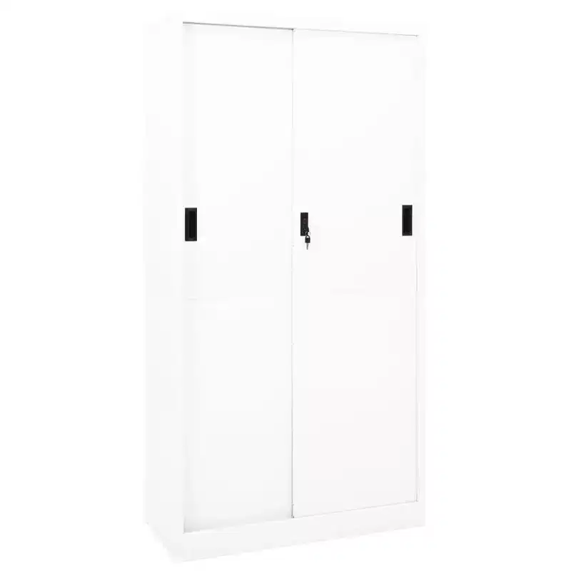 Lockable Storage Filing Cabinet with Sliding Door Steel