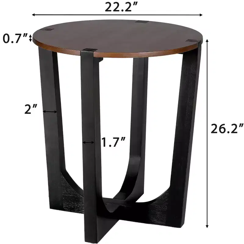 ACACIA SOLID WOOD SIDE TABLE,BROWN & BLACK COLOR