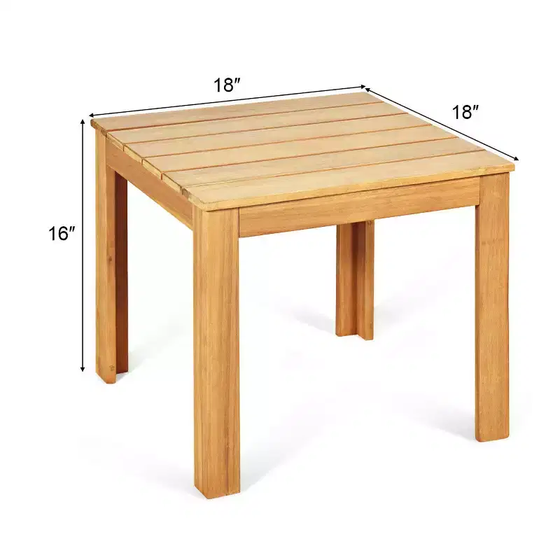 Costway 2PCS Wooden Square Side End Table Patio Coffee Bistro Table Indoor Outdoor Natural