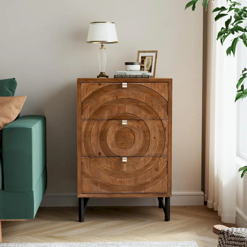 Solid Wood Brown Nightstands w Drawers