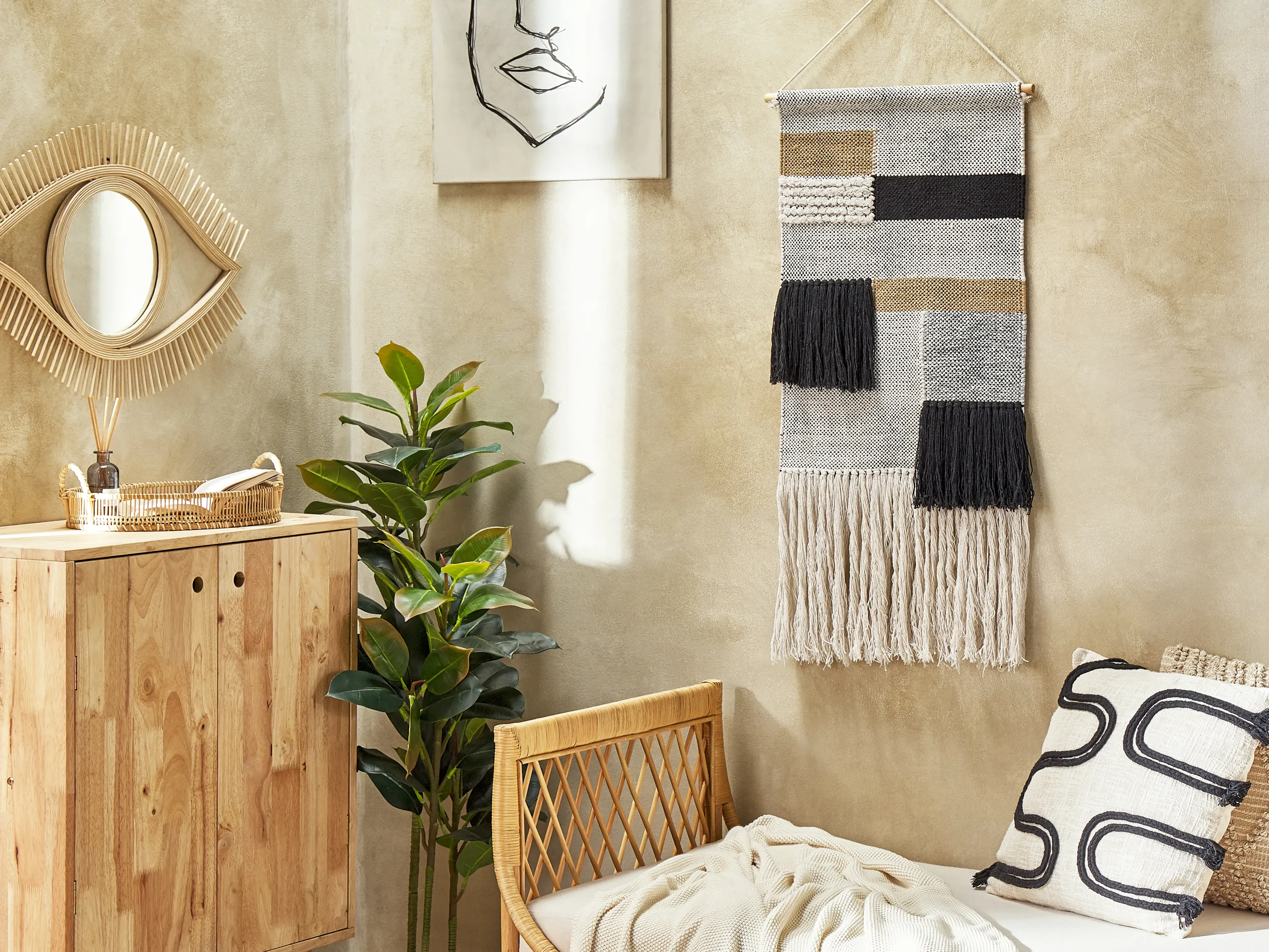 Decorazione da parete in Cotone 114 cm Beige