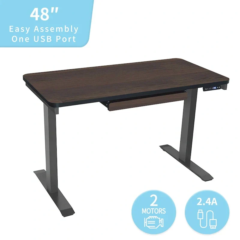 White / Graphite / Walnut / Black Electric Standing Desk, Single Person, 48