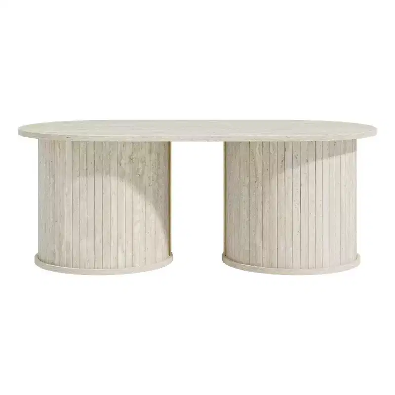 Fluted Oblong Coffee Table with Round Base 39.2
