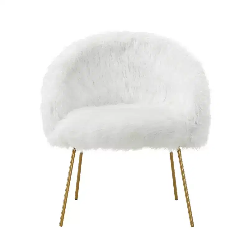 Fur Accent Chair – Plush Upholstered Lounge Chair for Living Room & Bedroom