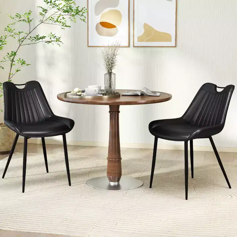 Costway Dining Chair Set of 4 Faux Leather Upholstered Kitchen Chairs with Metal Legs Black/Gray/Green