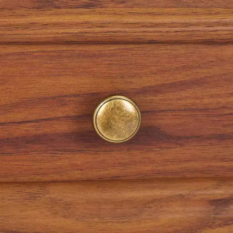 1-Drawer 1-Shelf Nightstand with Gold Pulls, Walnut Finish Bedside Table