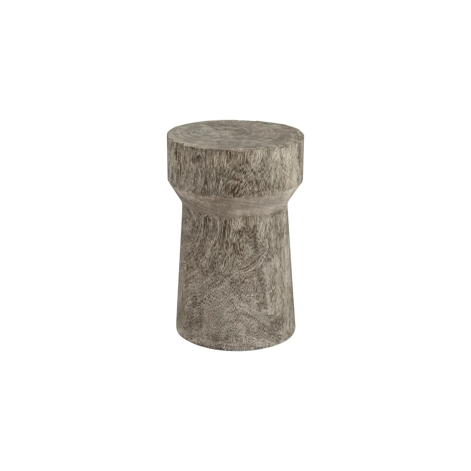 Curved Gray Stone Mango Wood Thick Accent Stool