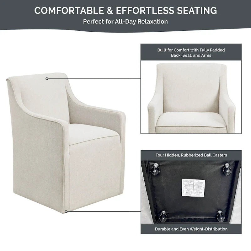 Madison Park Charlotte Dining Arm Chair with Casters