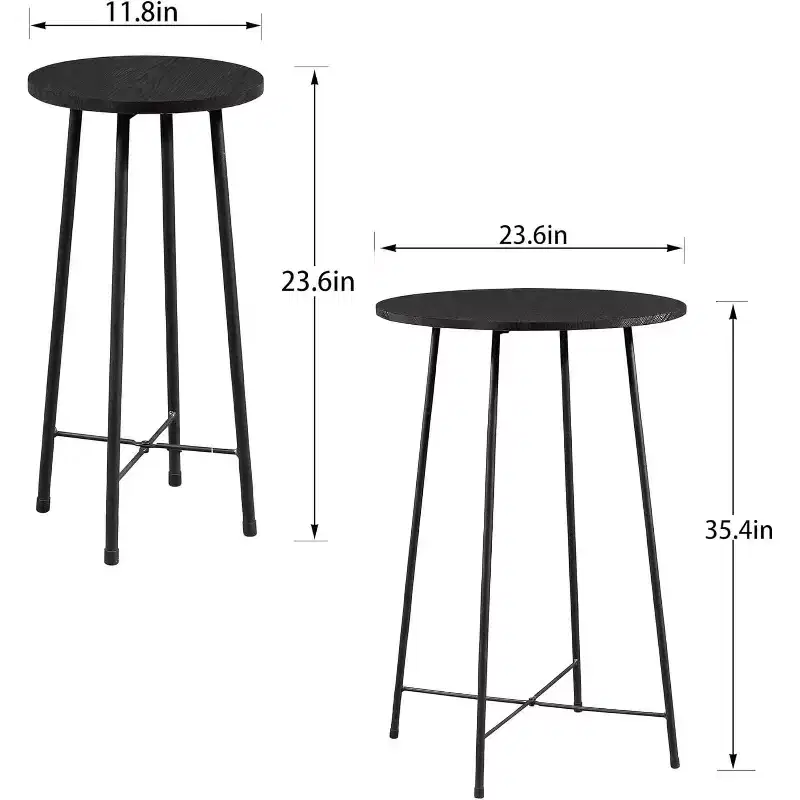 VECELO 3 Piece Dining Table Set with 2 Chairs Modern Round Counter Height Table & Chairs for Kitchen