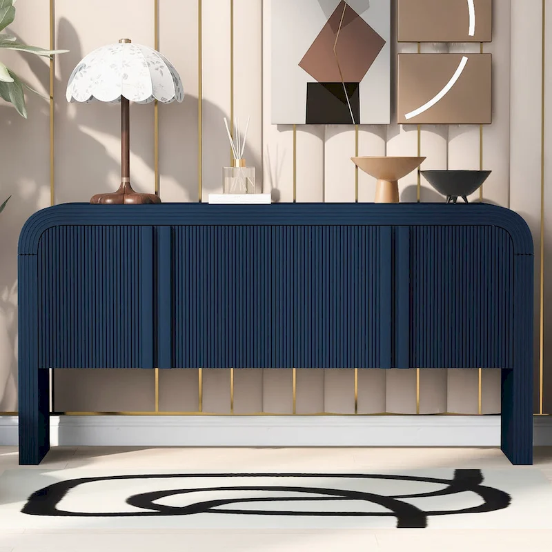 63 Striped Sideboard Buffet Cabinet with Adjustable Shelves