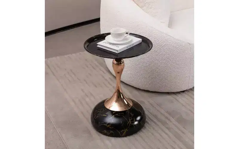 Mermaid Tail Pedestal Round Side Table, Anti-Rust Metal Tray Top Small Coffee Table, Versatile Accent Table, End Table for Living Room