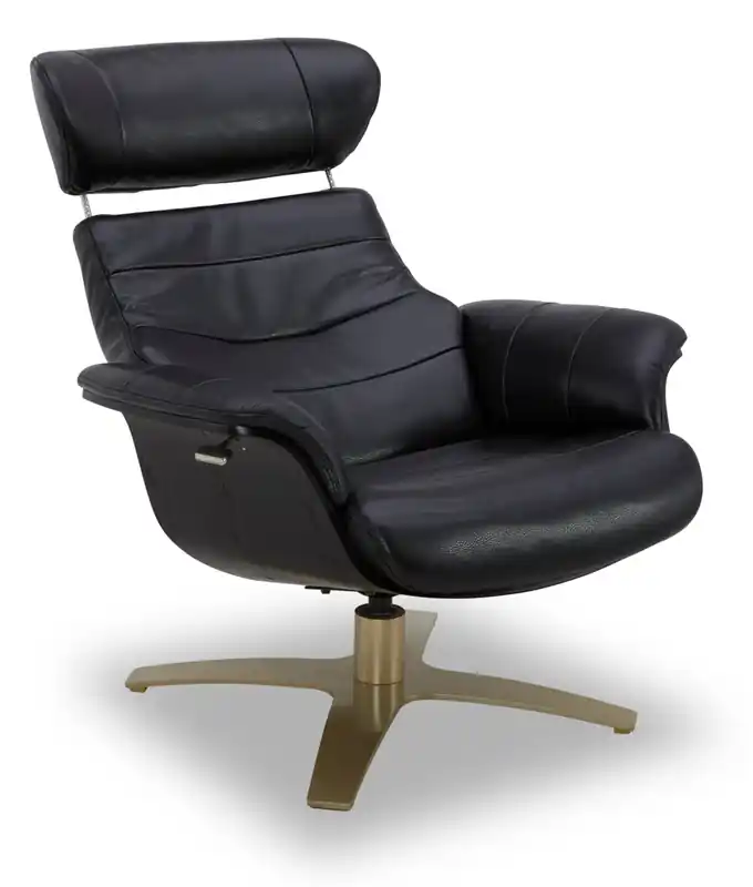 Top-Grain Genuine Leather Swivel Reclining Chair with Footrest