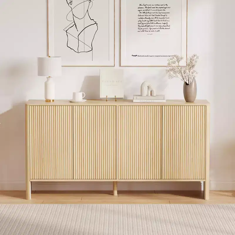 CuisinSmart 58'' Modern Sideboard Buffet Cabinet with 4 Doors, Credenza Coffee Bar TV Console Cabibet with Storage for Kitchen Dining Living Room