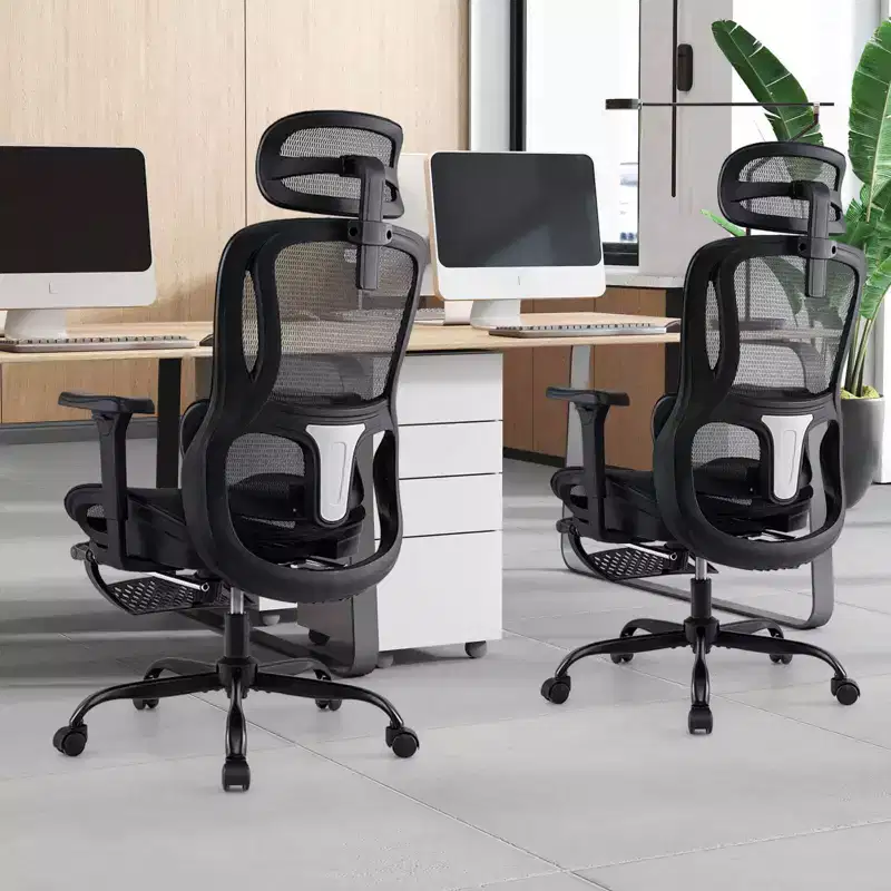 Ergonomic Office Chair with Rotating Headrest & Adjustable Lumbar Support