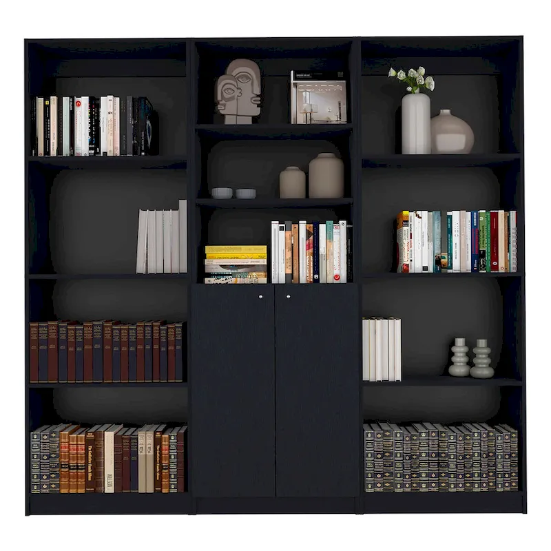 74 Wide 5-Shelf and Cabinet Bookcase