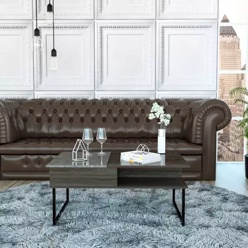 Venice Lift-Top Coffee Table with Open Shelves - Espresso
