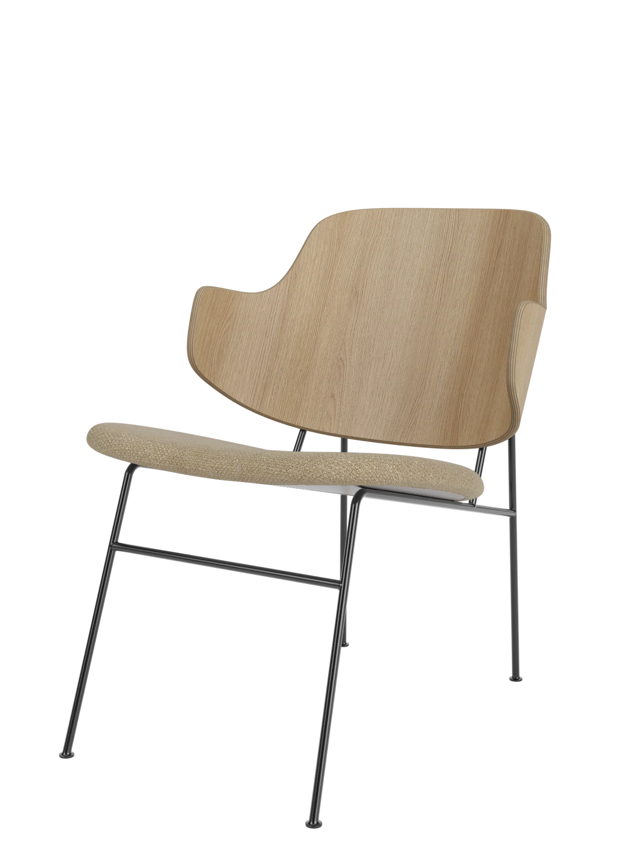 Upholstered Lounge Chair with Deep Low Curved Seat for Living Room & Hallway