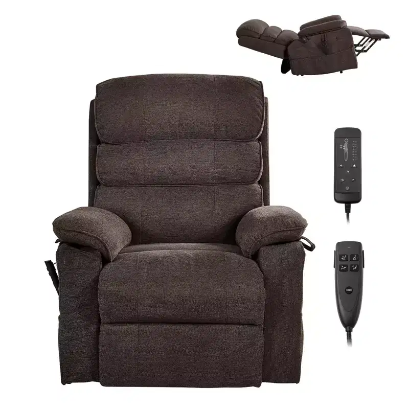 VEVOR Power Lift Recliner Chair, Dual Motor Medium Lift Chair with Heat and Massage for Elderly, Position Adjustable, Remote Control, Brown