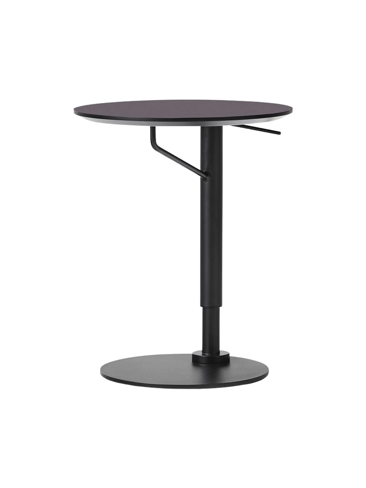 Contemporary Black Steel & Linoleum Height-Adjustable Side Table for Living Room & Home Office