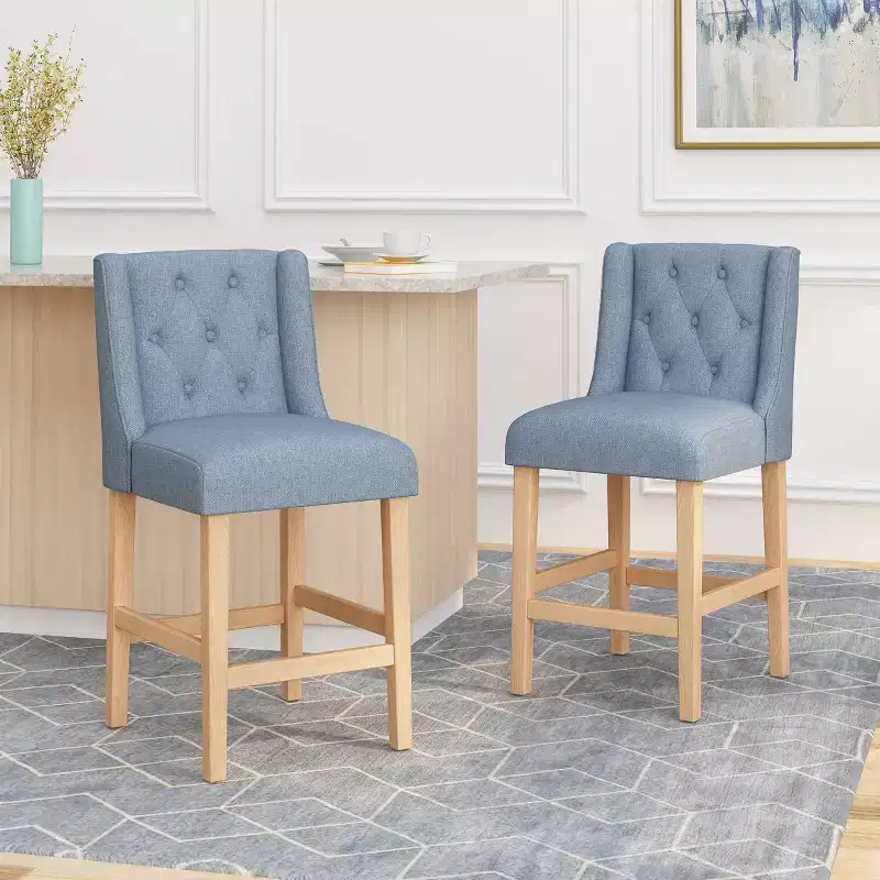 Set of 2 Landria Button Tufted Wingback Counter Height Barstools - Christopher Knight Home