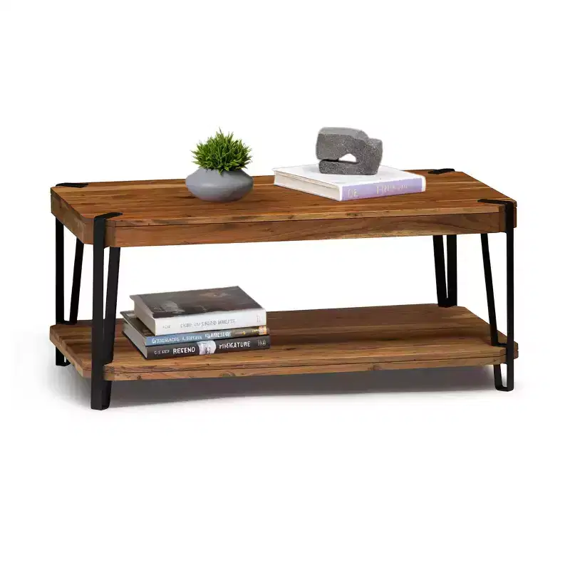 Live Edge Solid Wood Coffee Table Metal and Wood
