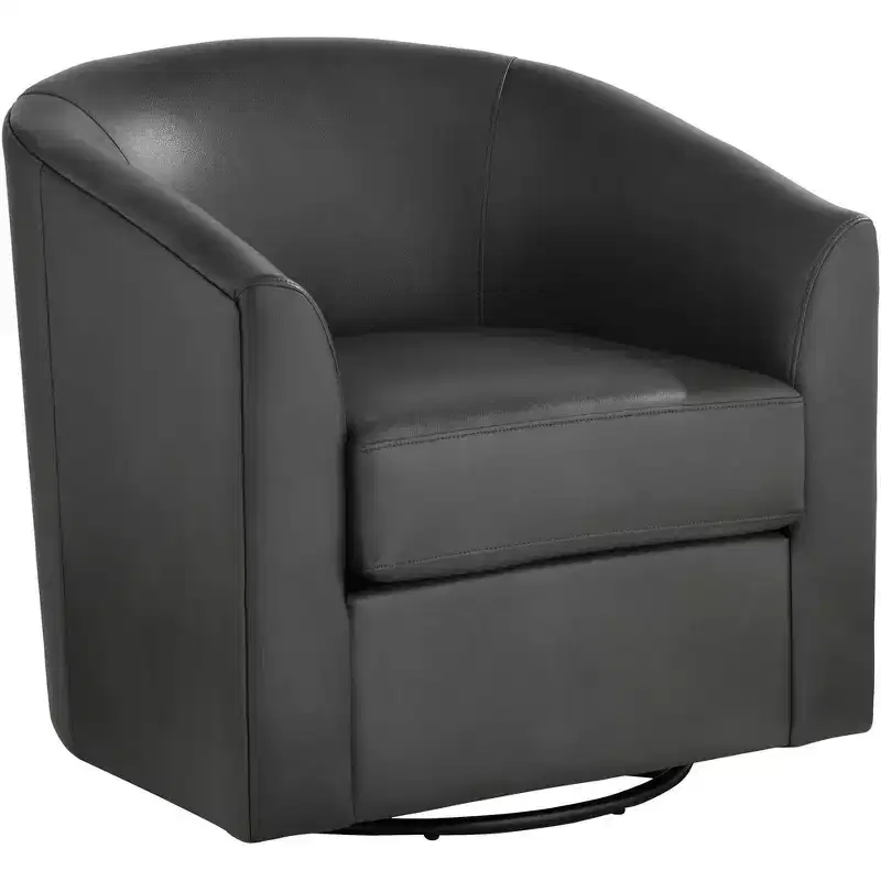 Barrel 30 3/4 Wide Dark Gray Faux Leather Swivel Chair