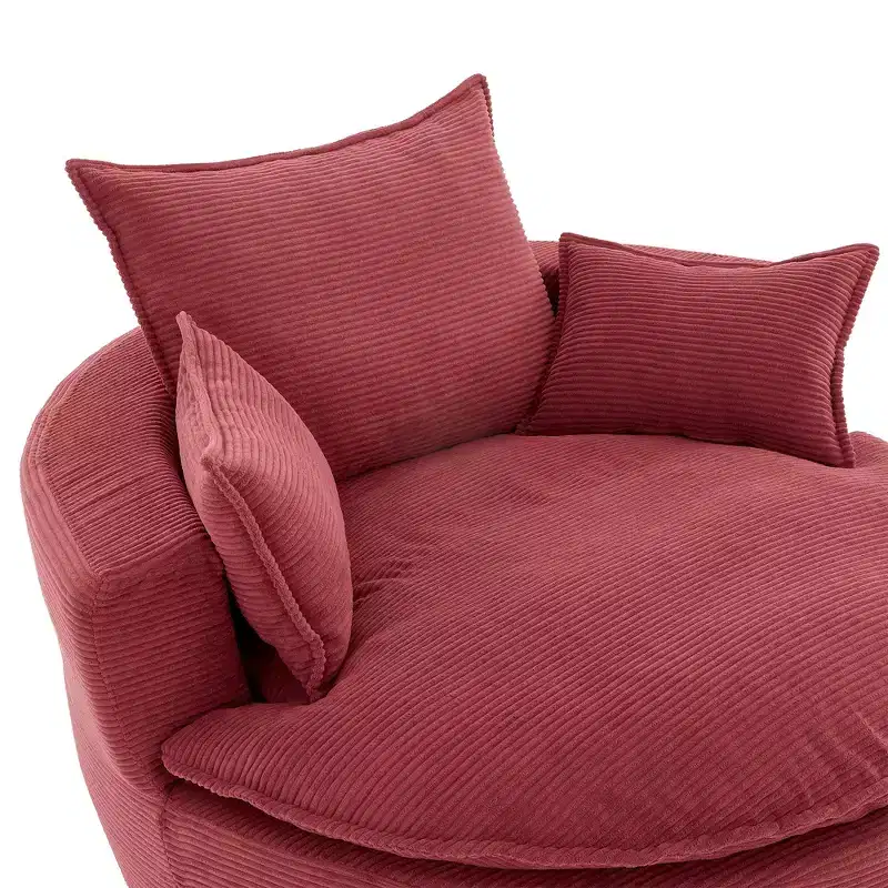 360 Swivel Barrel Chair with Dual-Layer Cushion Design