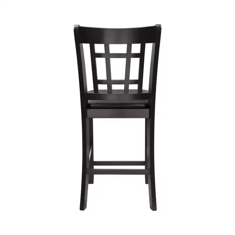 GDFStudio Harrison Classic 25.5 Wood and Faux Leather Upholstered Counter Height Stool with Mission Back
