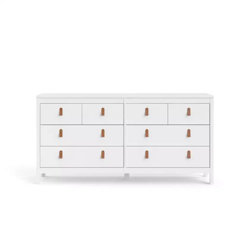 8-Drawer Horizontal Double Dresser in White Finish