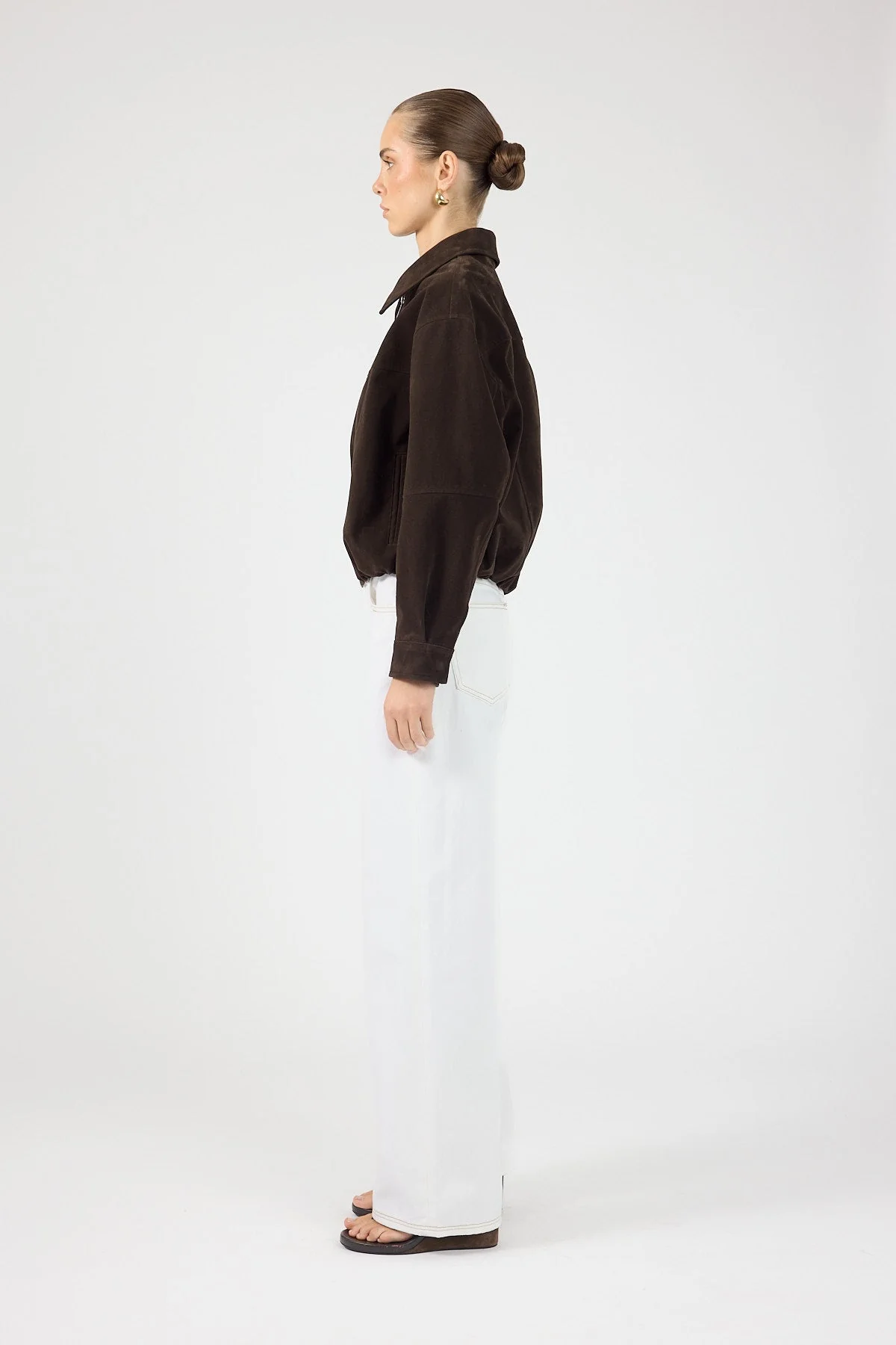 Faux Suede Jacket Chocolate Brown