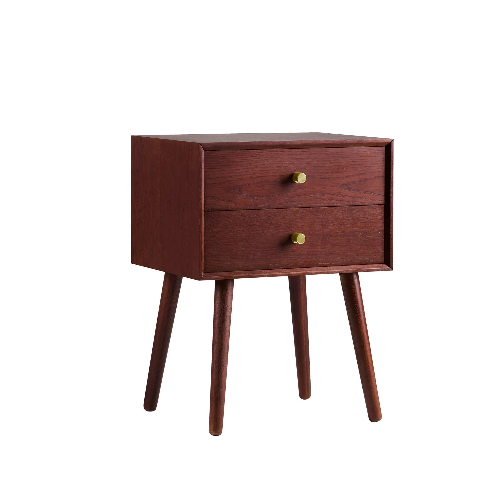 Oak 2 Drawer Bedside Table - Cherry Wood