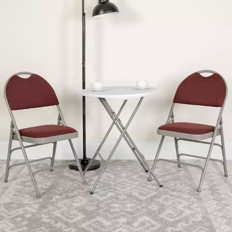 Extra Large Ultra-Premium Triple Braced Metal Folding Chair with Easy-Carry Handle
