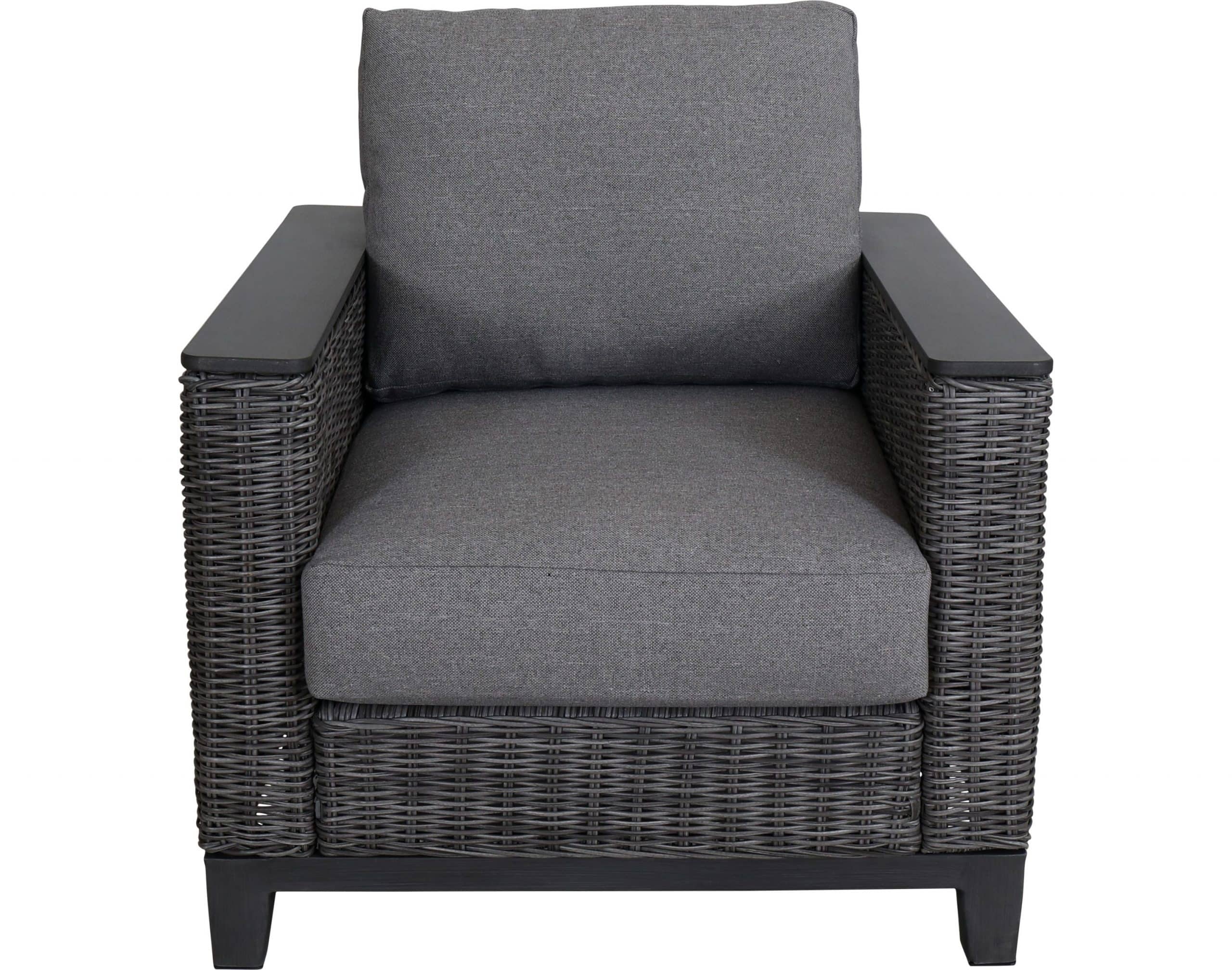 Outdoor Lounge Chair Gray Wicker Deep Seat Patio Accent Chair