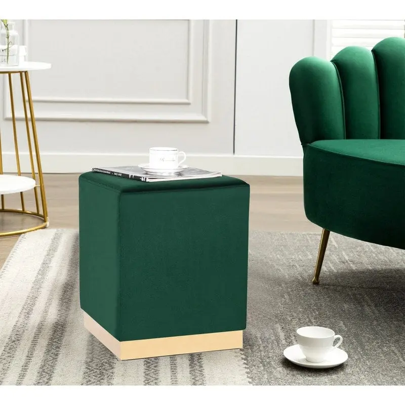 Ottoman Footrest Vanity Stool with Gold Trim