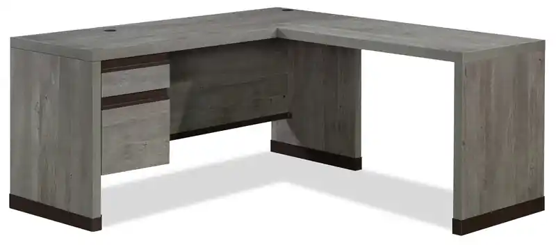 Manhattan Gate 65.98 Commercial Grade L-Shaped Office Desk with 2-Drawers - Mystic Oak