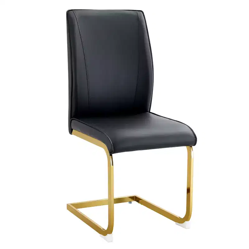 Zeus & Ruta Luxury Minimalist Arch Dining Chairs Set of 2 with PU Material , High Resilience and Gold Metal Legs