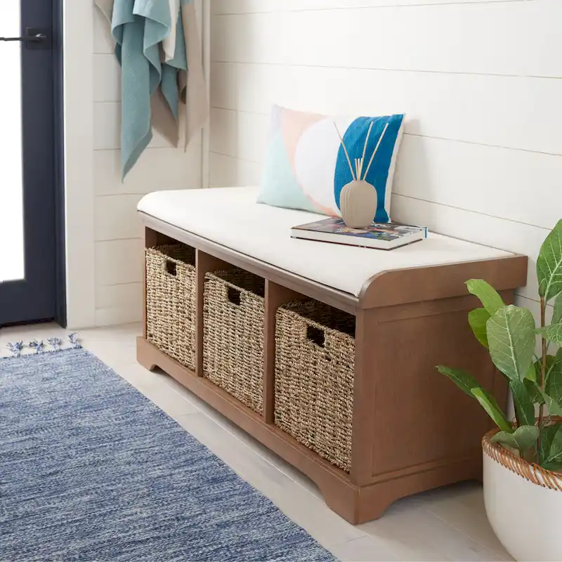 Grey/White Storage Bench - 47 x 16.1 x 19.9