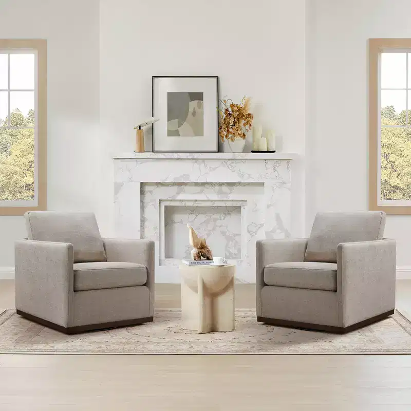 Modern Swivel Accent Chair with Arms, Mid-Century Style, 360-Degree Swivel