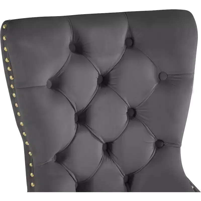 Velvet Dining Chair with Gold Frame, Set of 2 – Black/Cream/Gray